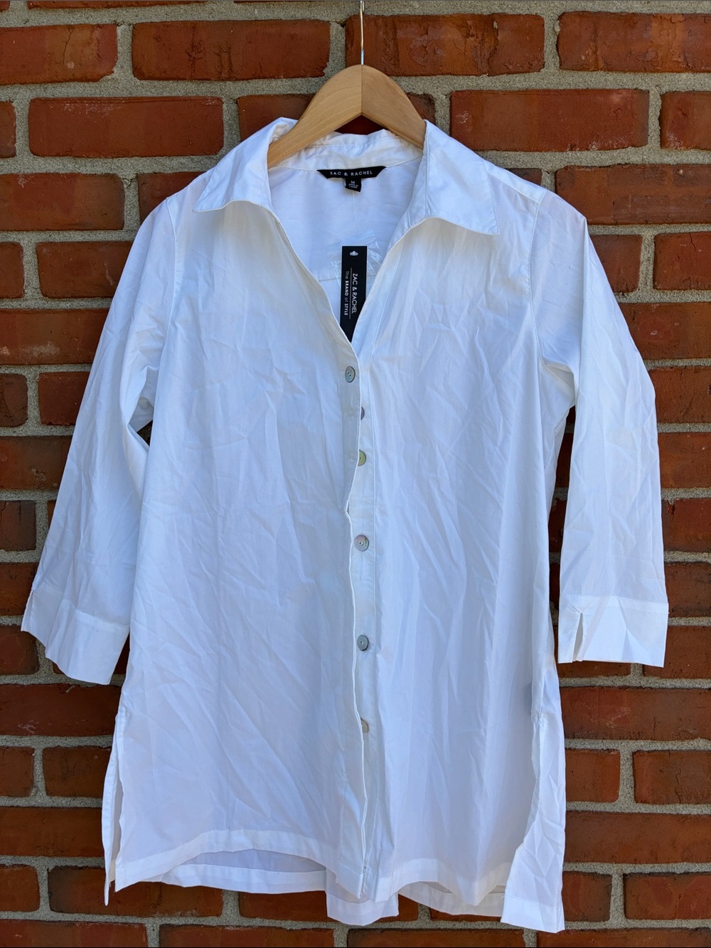 Zac & Rachel Women’s White Long Button-Up Shirt